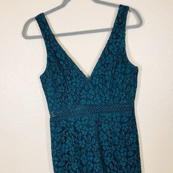 Bardot Blue Midi Length Cocktail Lace Dress - Picture 2 of 15